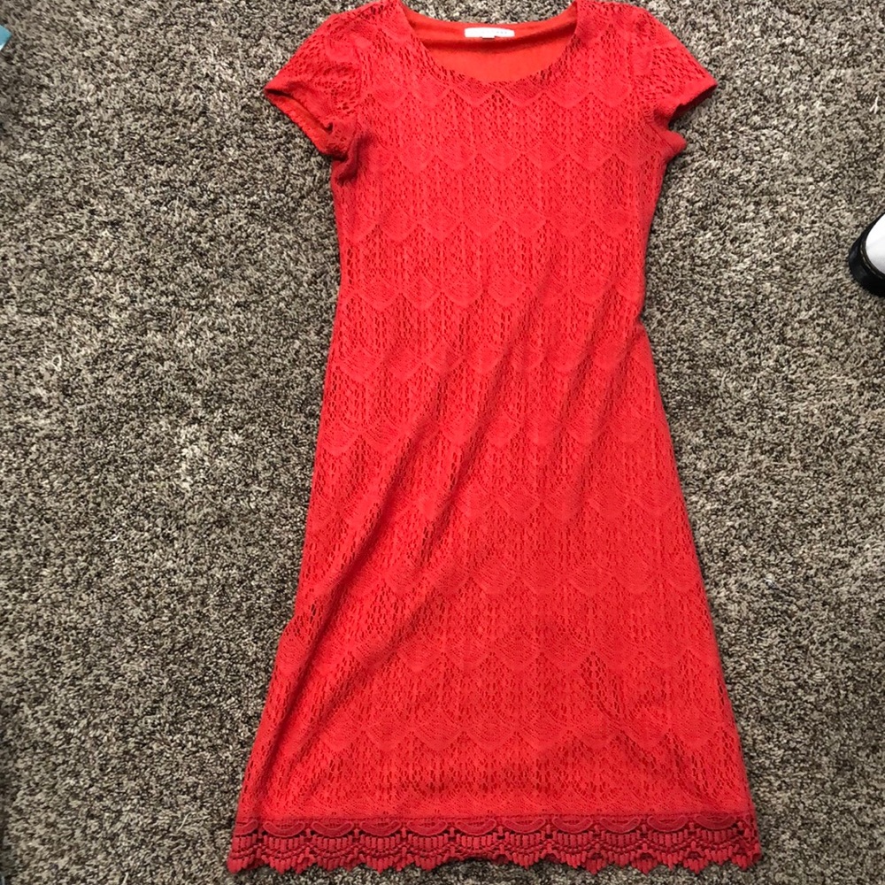 Pink/Coral, Laced Dress, Size Small